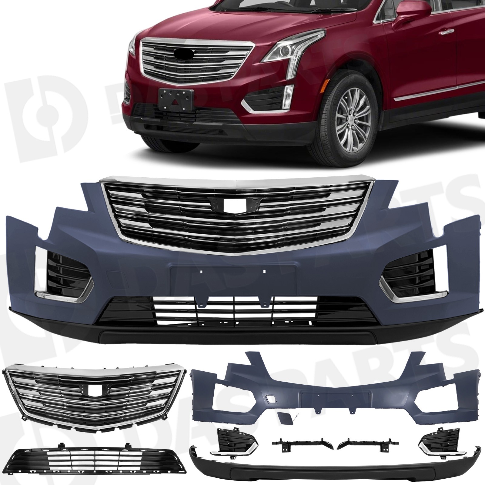 For 2017-2022 Cadillac XT5 Front Bumper Cover Grille Assembly w/o Sensor Hole