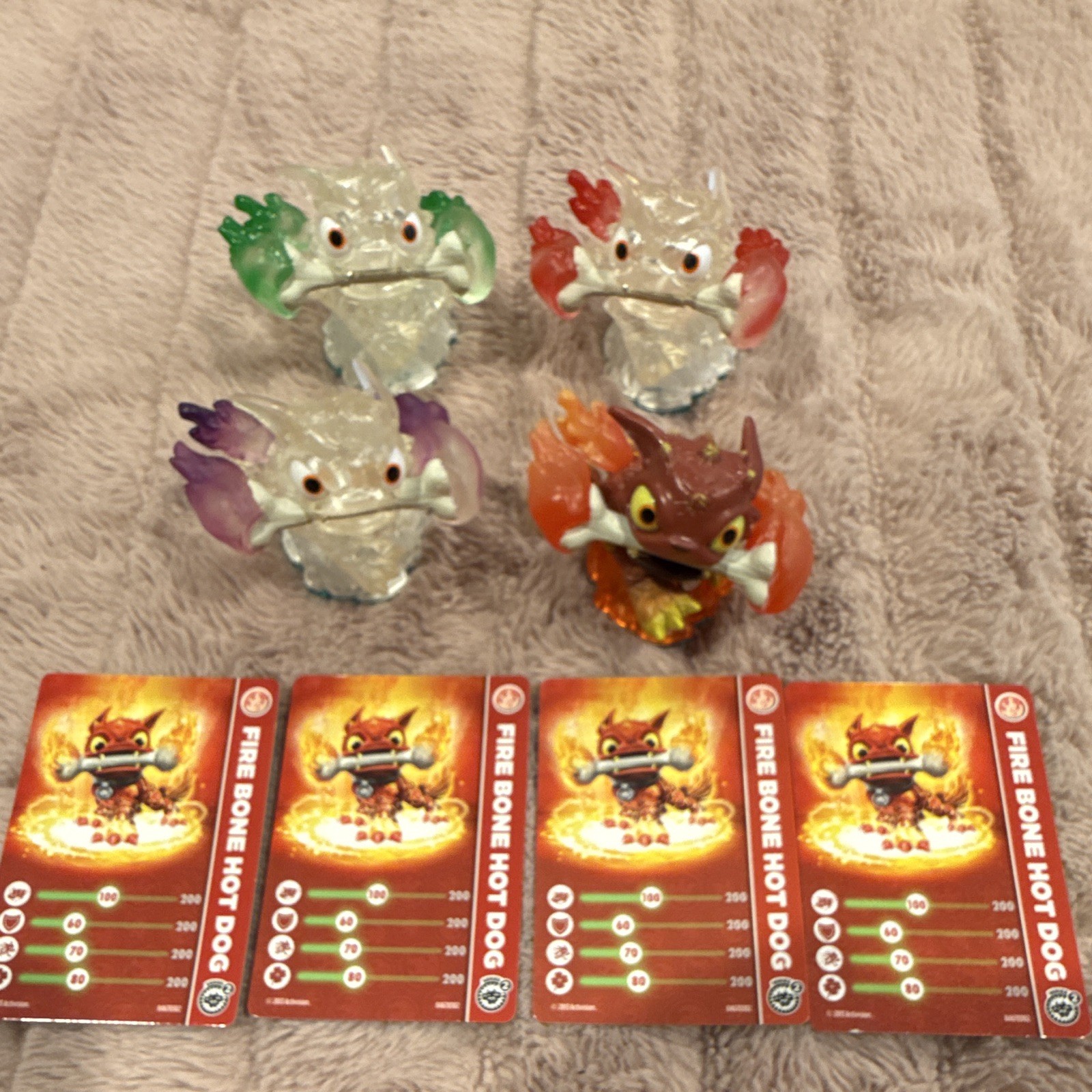 Extremely Rare Activision Skylanders Fire Bone Hot Dog Translucent lot Working