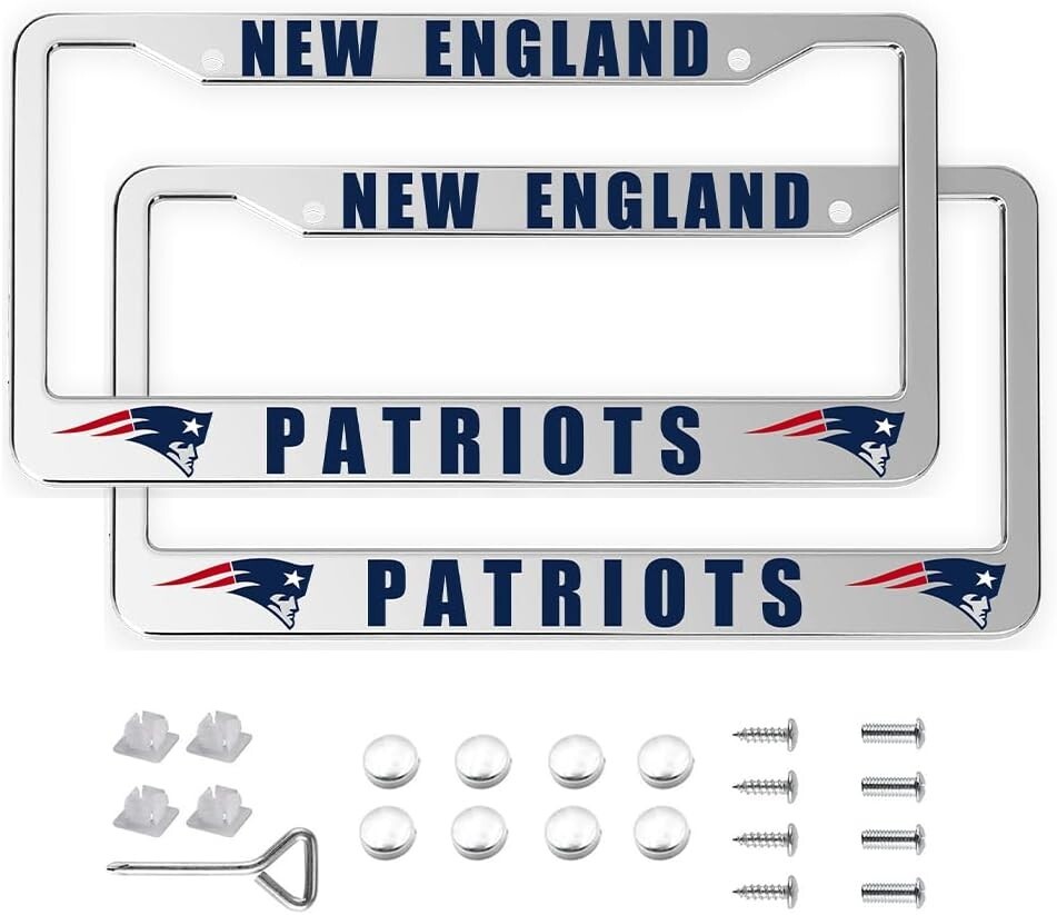 New England Patriots  Aluminum Metal Silver License Plate Frame Auto Truck Car