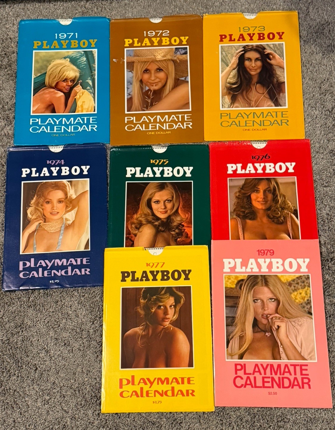 Vintage 1971-1977, 1979 Playboy Playmate Calendar with Sleeves Complete + BONUS