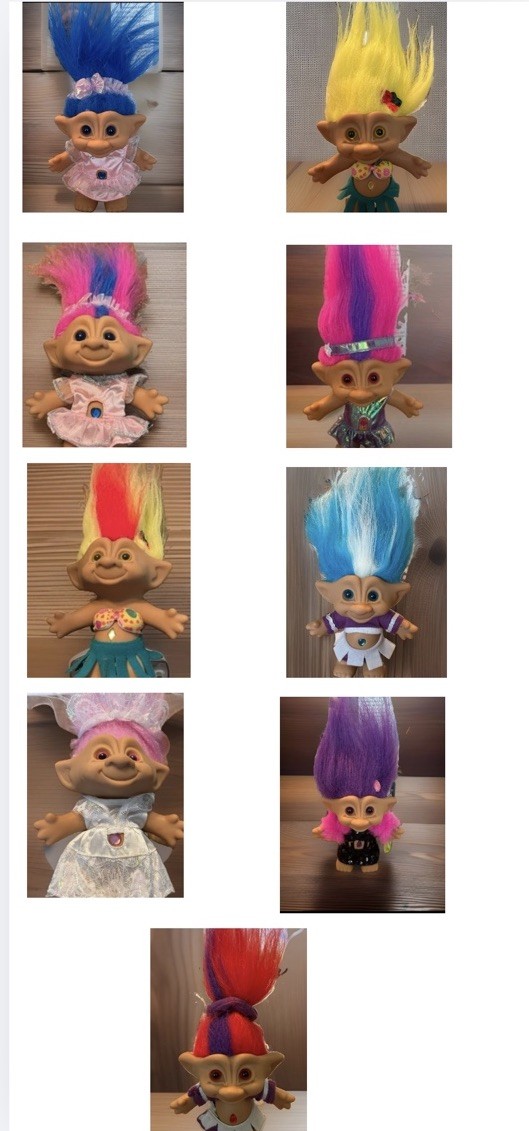 Vintage 1998 Lot of 9 Treasure Troll 5” Dolls With Original Outfits EUC