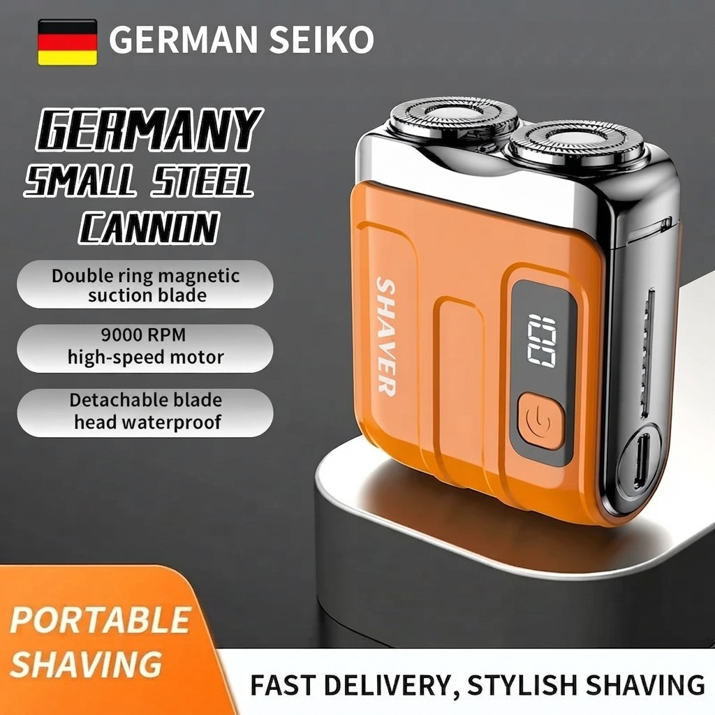 Mini Electric Smart Shaver – Dual Blade, Digital Display, Rechargeable Beard