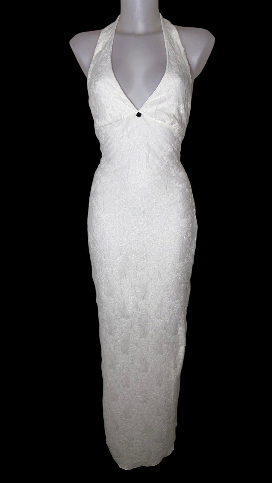 Y2k Style Womens White Textured Halter Maxi Dress Sz S Fairycore Coquette Kawaii Y2k Style Womens White Textured Halter Maxi Dress Sz S Fairycore Coquette Kawaii