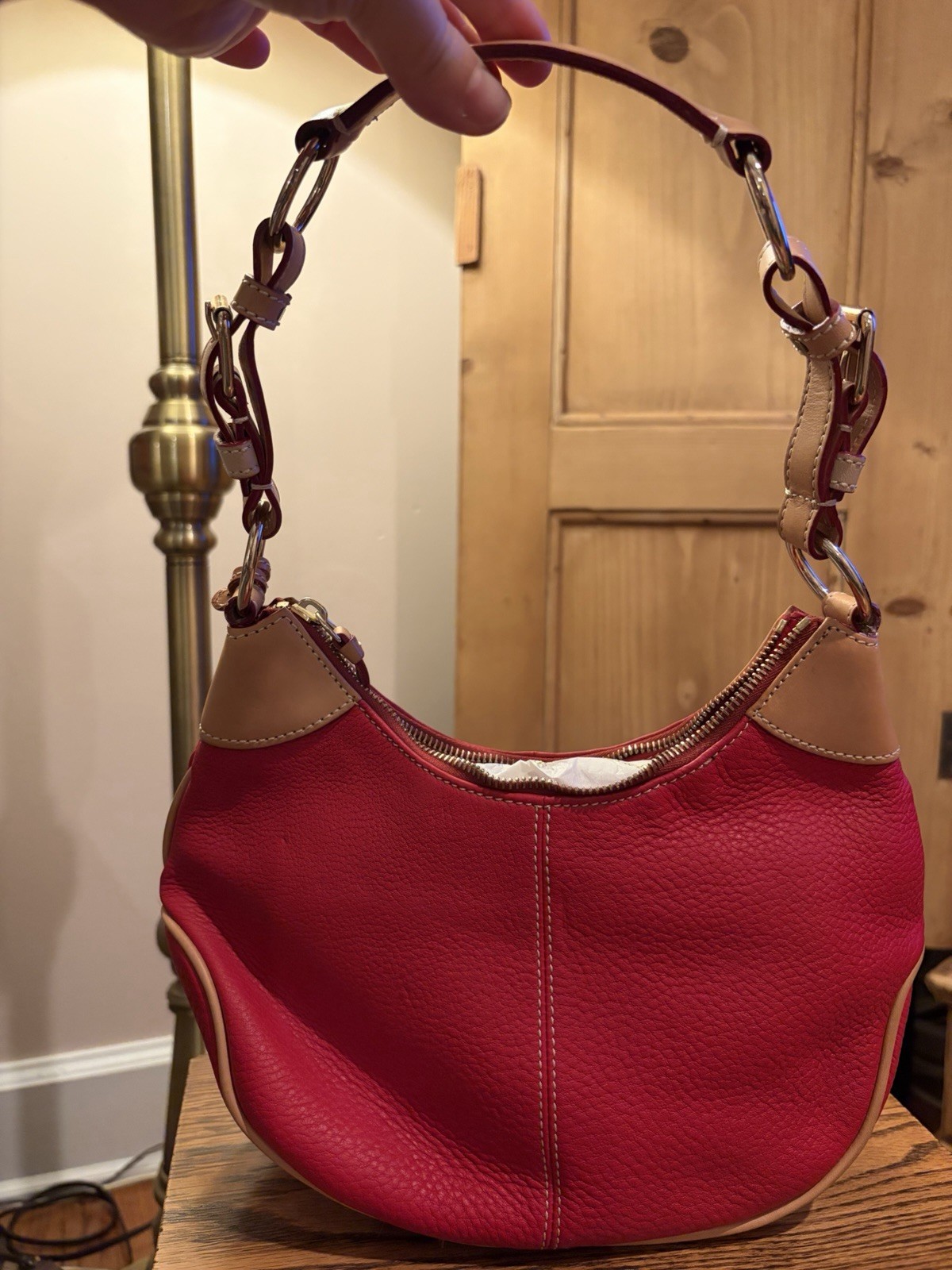 Dooney And Bourke Women’s Red Pebble Leather Small Hobo Bag Dooney And Bourke Women’s Red Pebble Leather Small Hobo Bag
