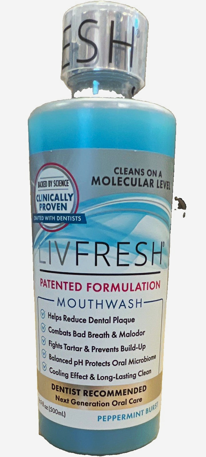 LIVFRESH Patented Formulation Mouthwash Peppermint Burst 16.9 fl oz **SEALED