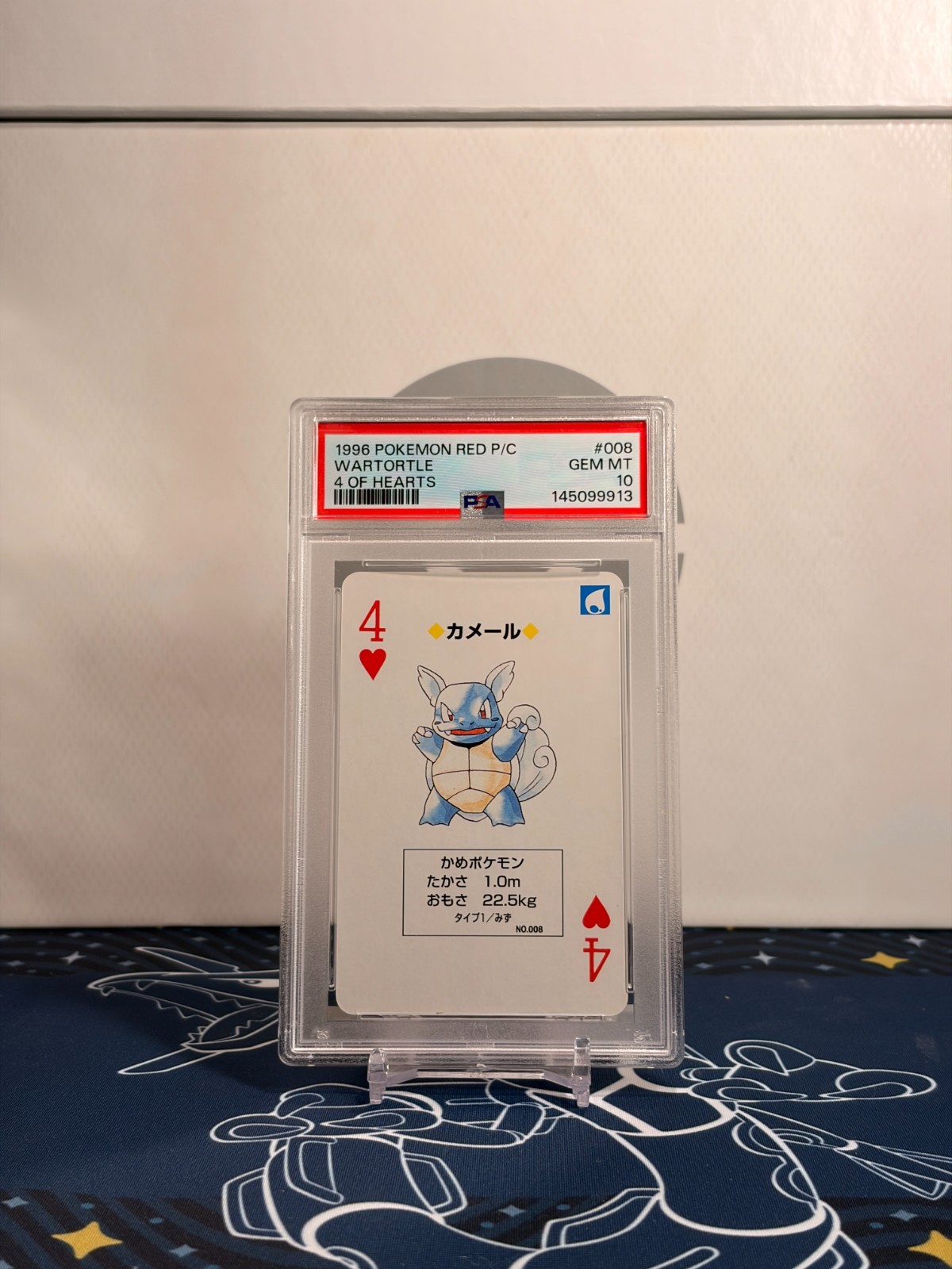 1996 Pokémon Red Version Playing Cards Wartortle #008 4 of Hearts – PSA 10 GEM