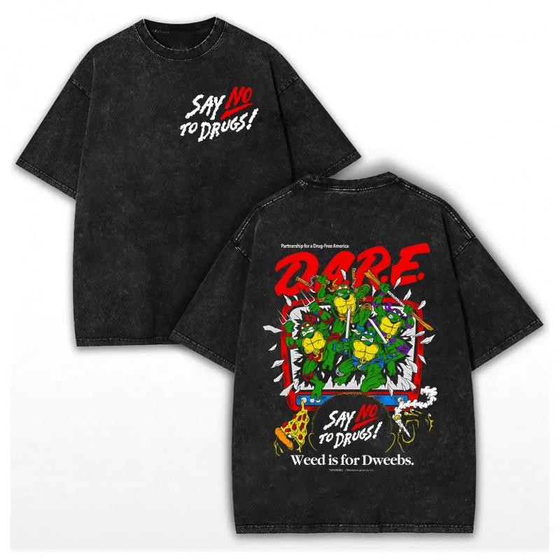Washed Cotton Unisex Classic Ninja Retro DARE SAY NO TO DRUGS Tee, Vintage Turtl Washed Cotton Unisex Classic Ninja Retro DARE SAY NO TO DRUGS Tee, Vintage Turtl