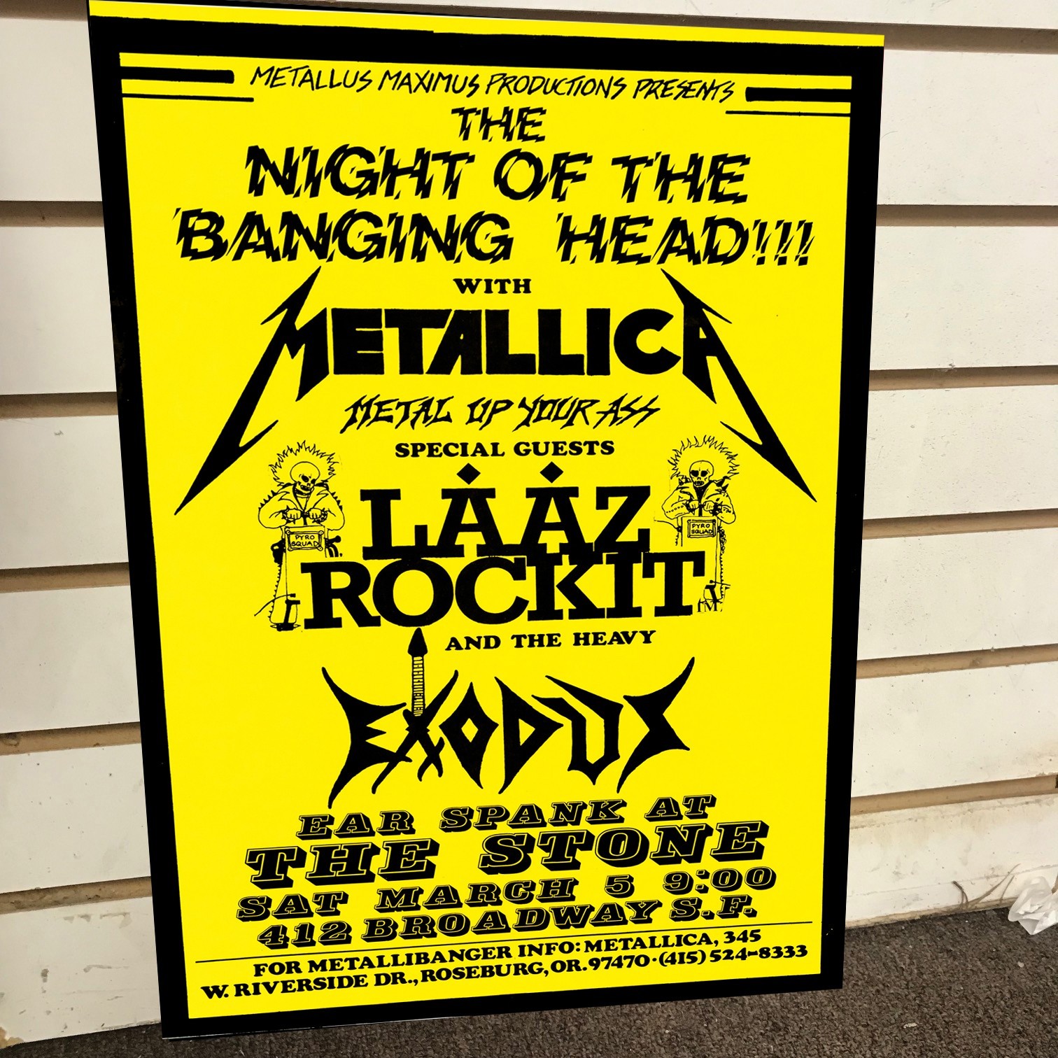 Metallica 1983 San Fransisco CA Cliff Burton First Show Cardstock Concert Poster