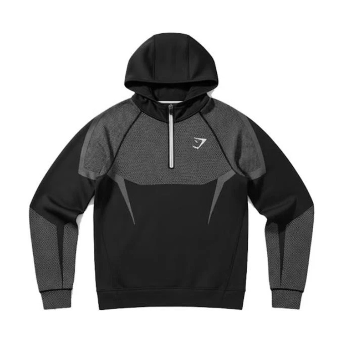 Gymshark Onyx 5.0 Seamless Hoodie Mens Large Black Muscle Fit 1/4 Zip New Sealed