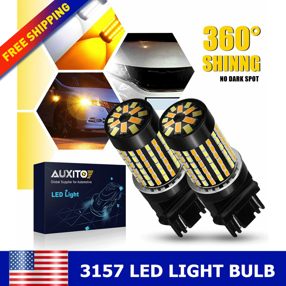 2-4x 3157/4114K Error-Free Switchback LED White Amber Turn Signal/DRL Light Bulb