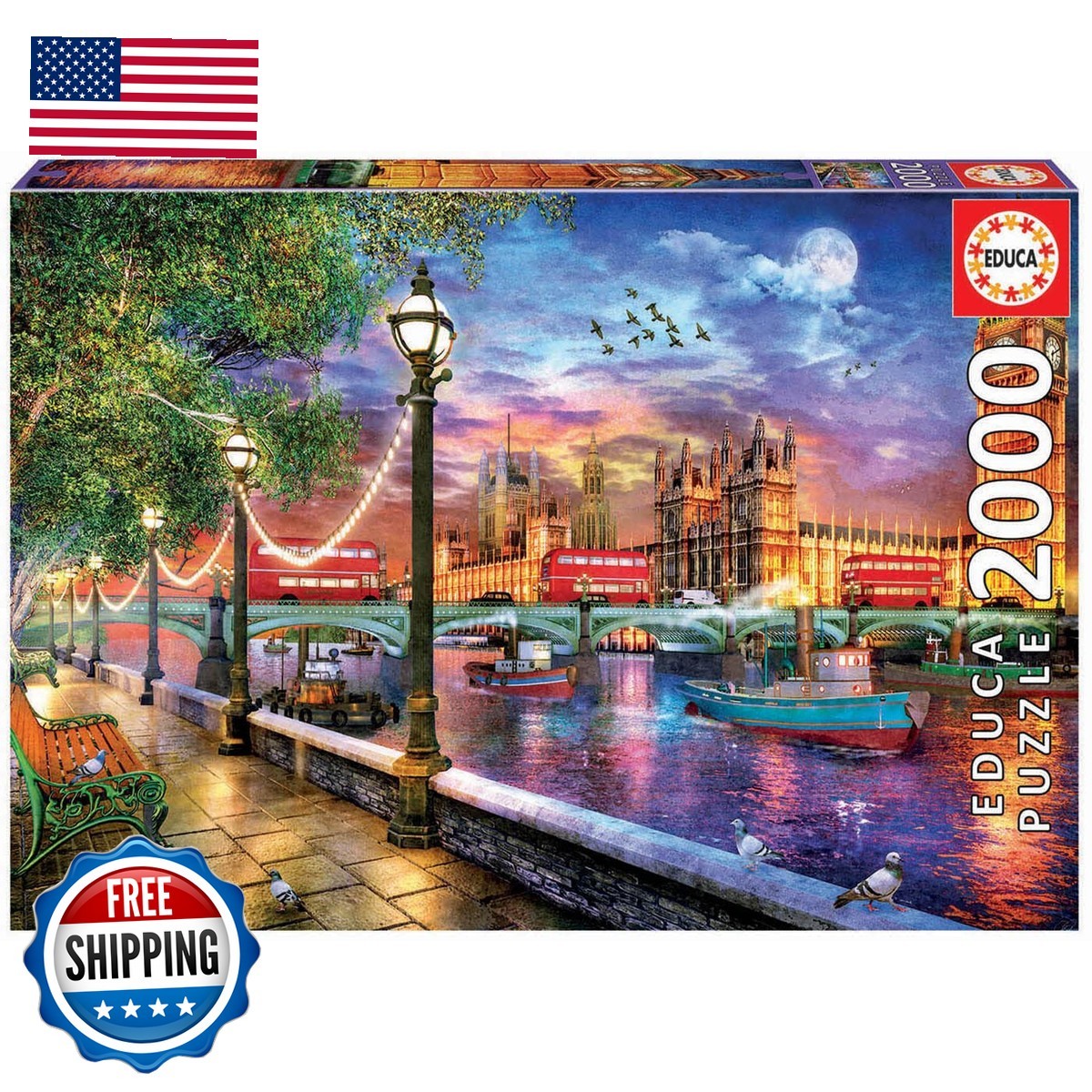 Educa London at Sunset 2000 Piece Jigsaw Puzzle Glue Included 19046