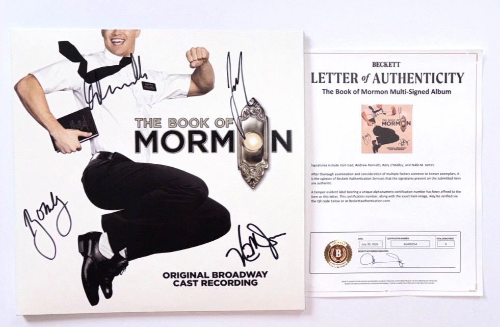 Book of Mormon Signed Original Broadway Cast Recording Vinyl Album Josh +3 BAS