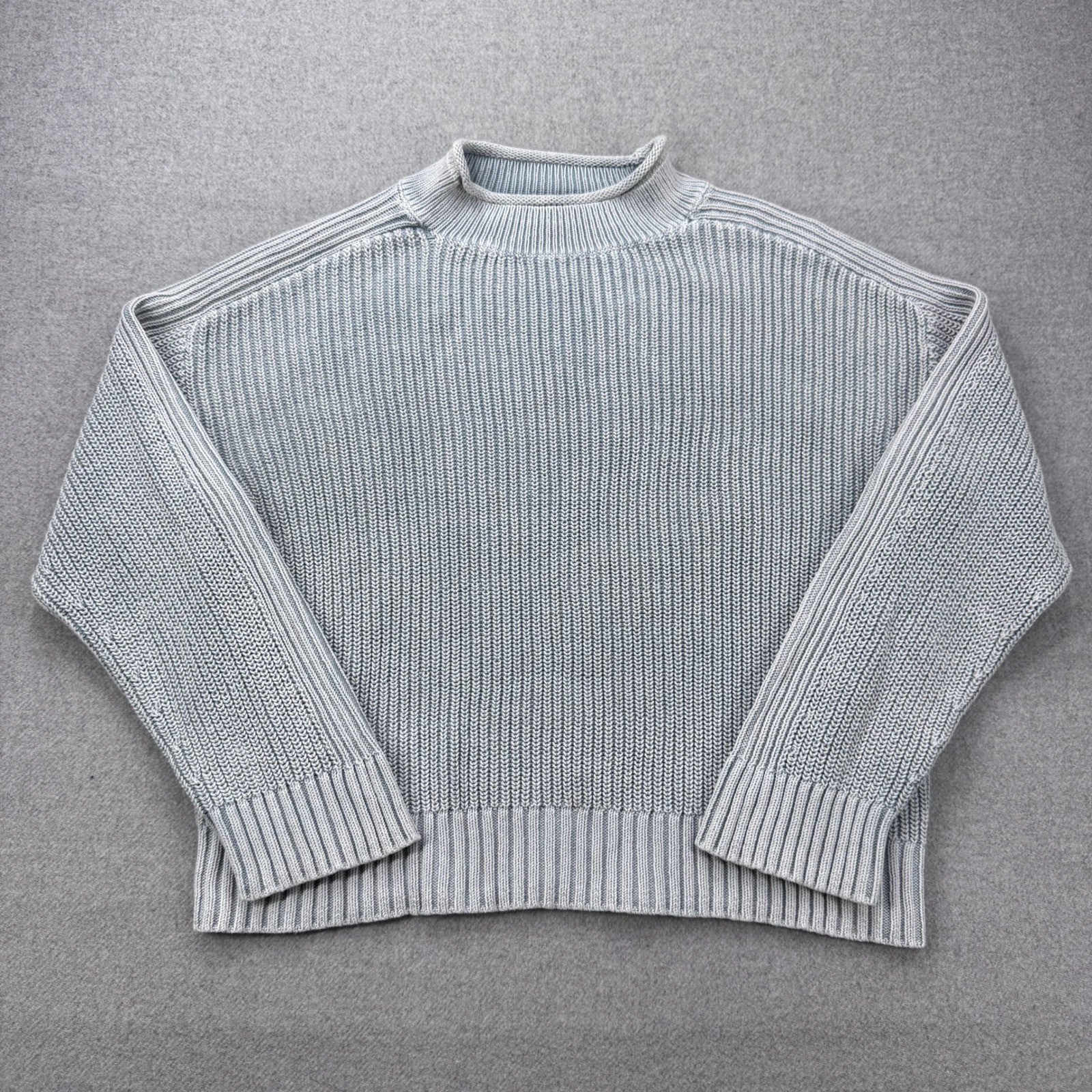 Haven Well Within Roll Neck Sweater Ribbed 100% Organic Cotton Light Blue Size S