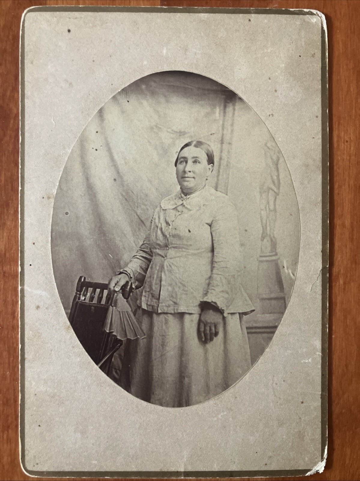 Mature Woman ID\'d Antique Photo Cabinet Card Bonnet Opelousas LA