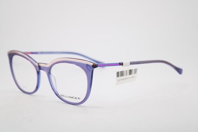 NEW BELLINGER DENMARK LESS-1912 C.618 PURPLE CLEAR AUTHENTIC EYEGLASSES 49-20