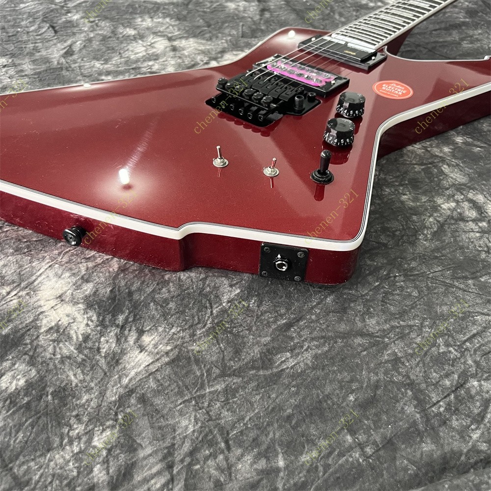 Solid Electric Guitar Stainless Rounded Fret Edge Active HH Pickup Metallic Red