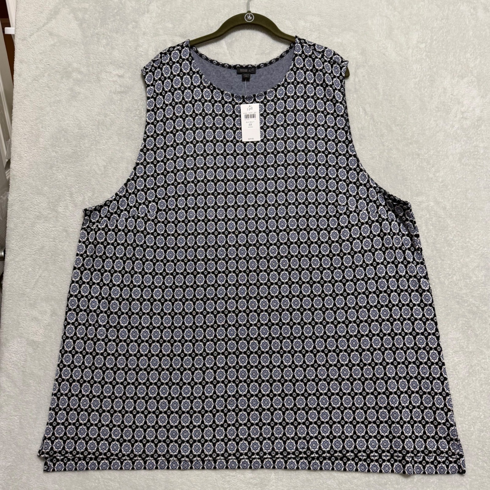 J. Jill Wearever Collection Sleeveless Top Womens 4X Black Geometric Tank NWT