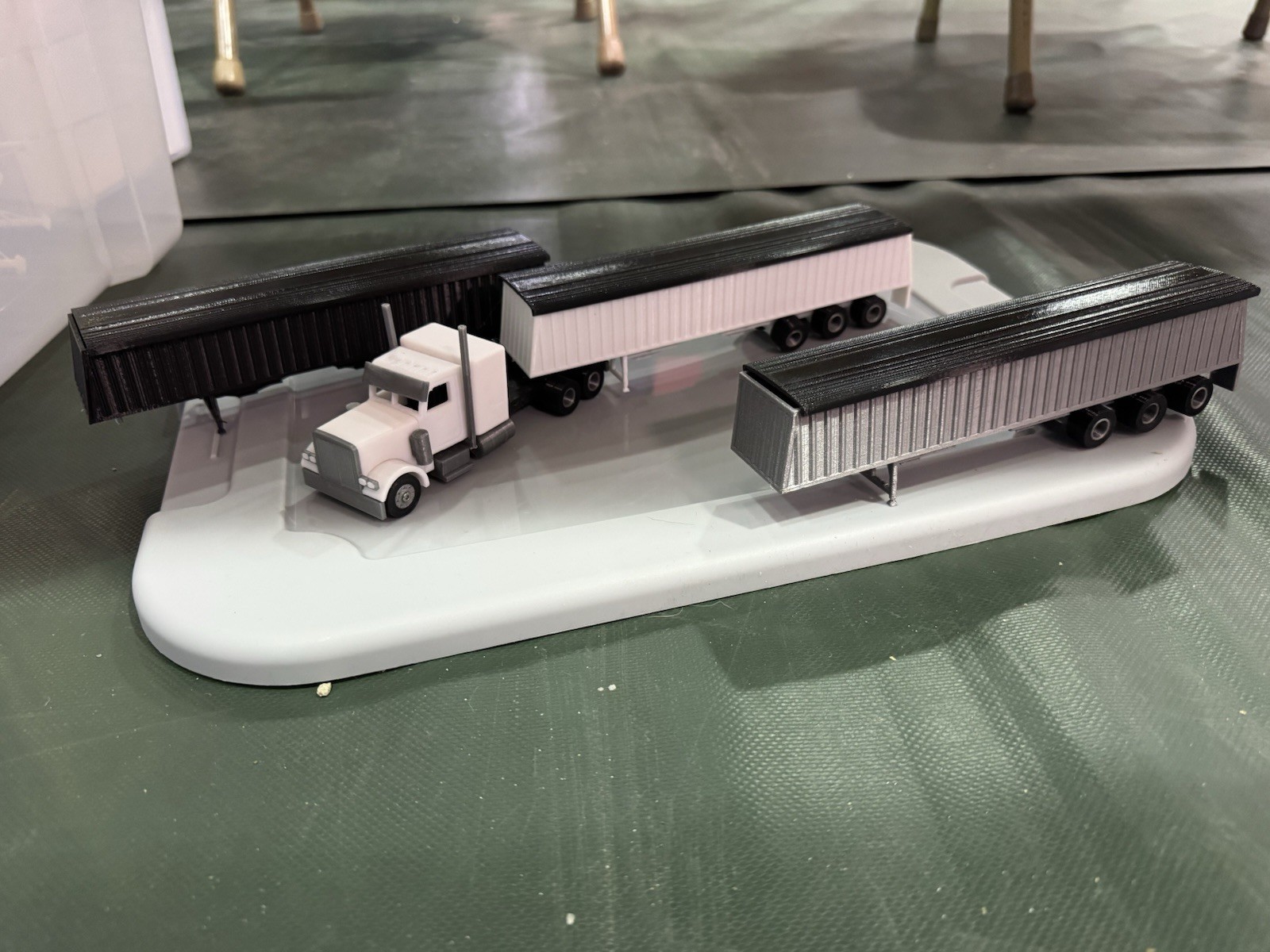 1/64th Hopper Bottom tri axle Grain Trailer Set Of 3 - Silver, White, Black