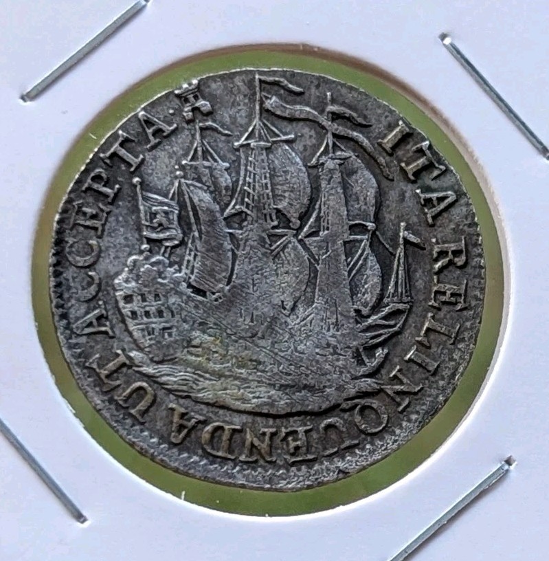 1785 Dutch Netherlands VOC 6 Stuiver Ship Lion Zeeland Silver Coin_b5