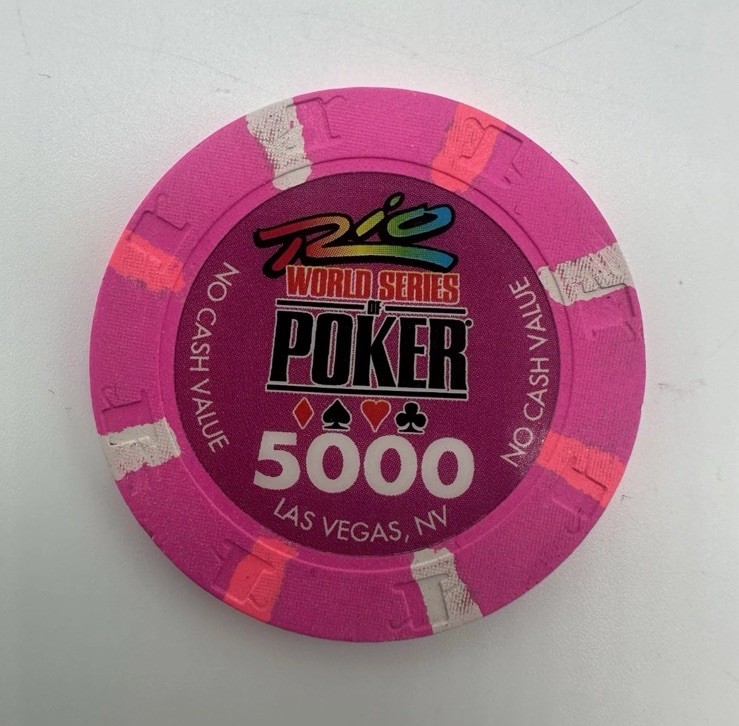 Rio World Series of Poker $5000 Pink Casino Chip Las Vegas, NV
