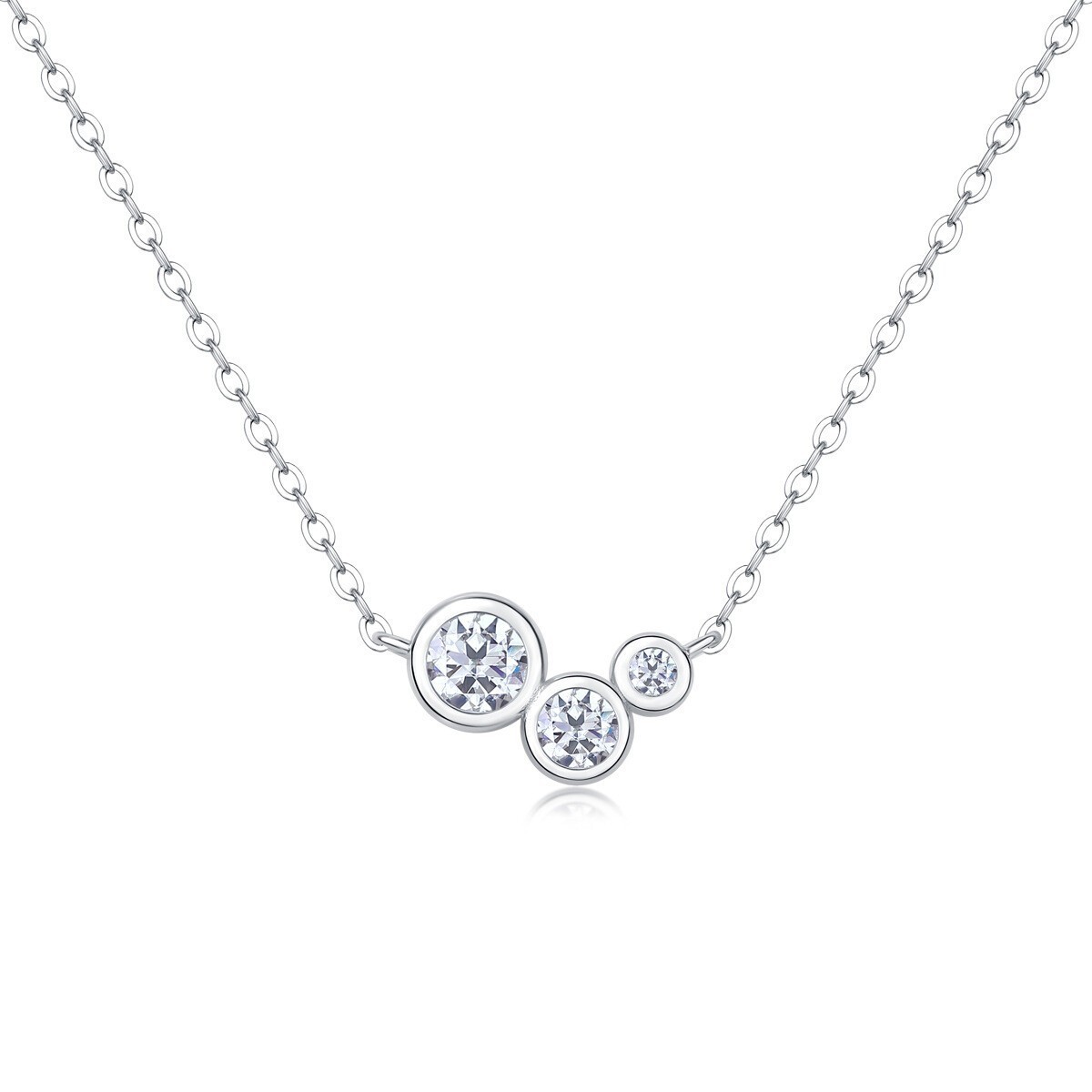 Elegant 2/3/4mm D VVS1 Moissanite Pendant Necklace 925 Sterling Silver 18”