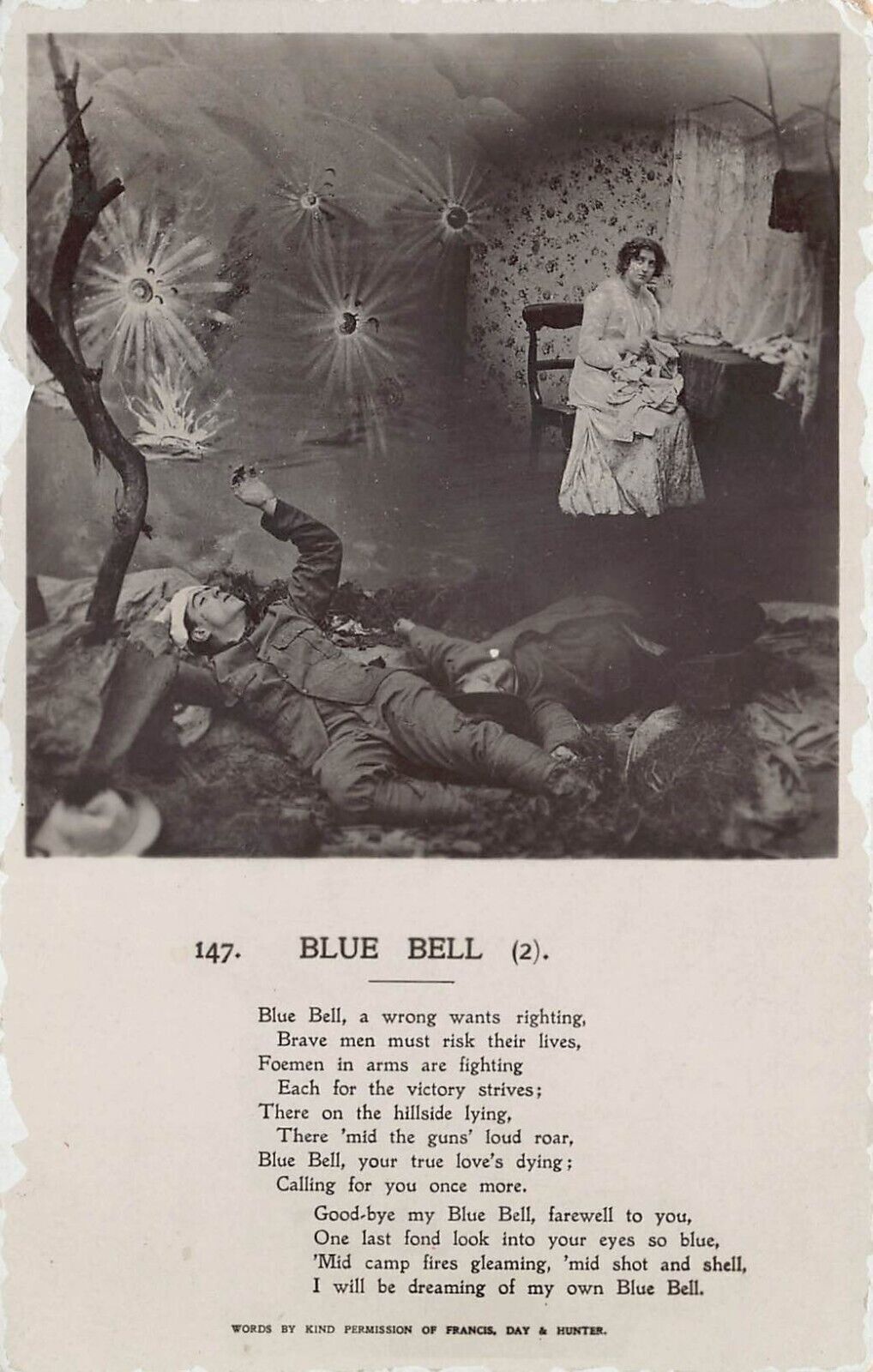 RPPC Post Mortem Soldier Military Army Patriotic Photo Postcard Blue Bell Vtg L3