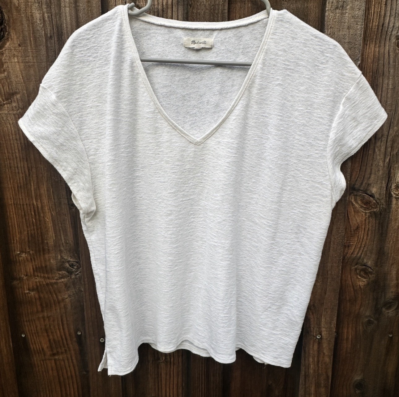 Women’s Madewell Easy V Neck Tee Soft Slub White Boho, Granola, Norm Core Sz L
