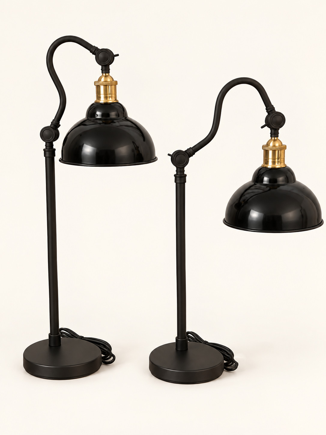 Pottery Barn Pair Black Brass Adjustable Industrial Table Lamps Local Pickup