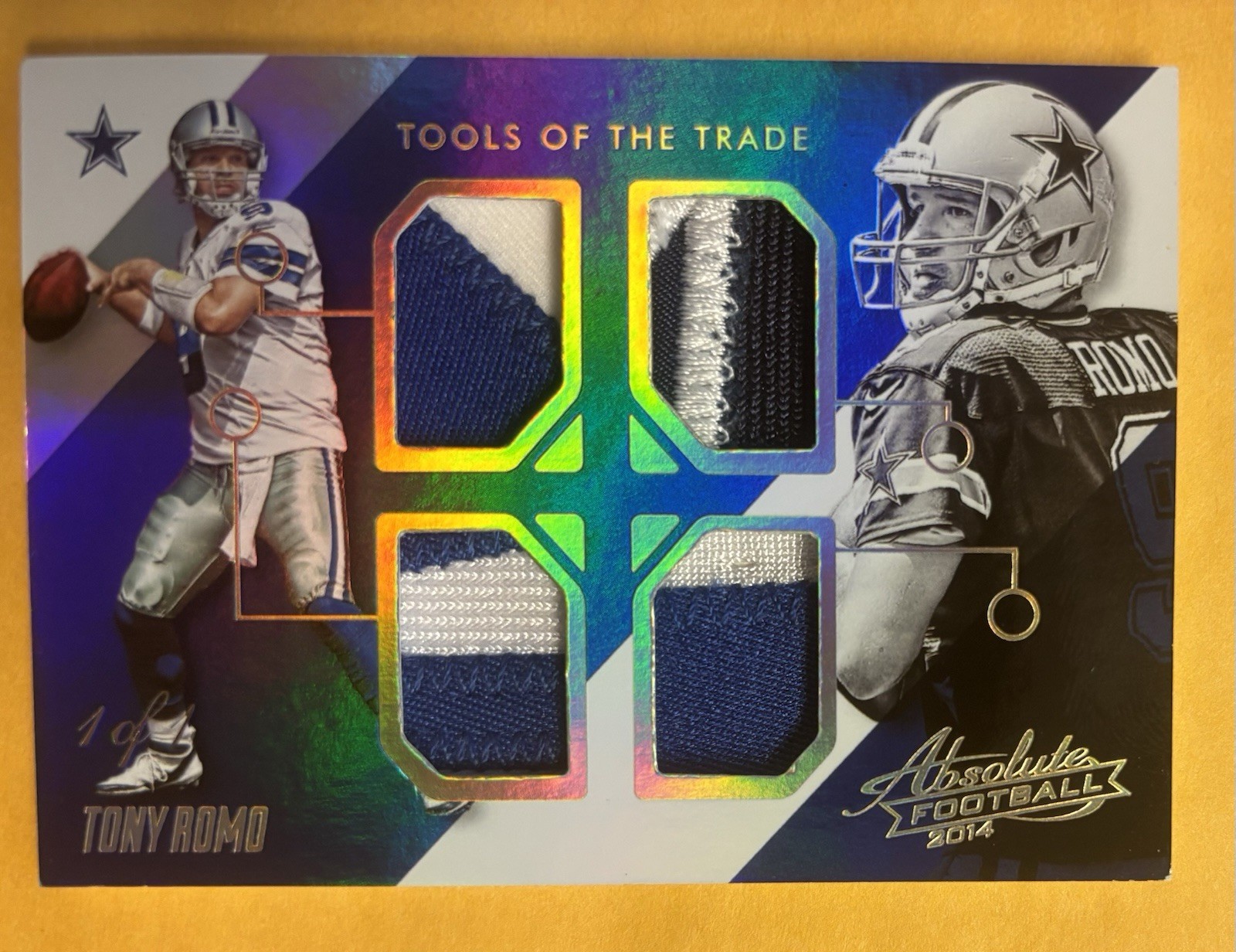 TONY ROMO 2014 ABSOLUTE QUAD PATCH 1/1 GAME USED TOTT SUPER RARE COWBOYS
