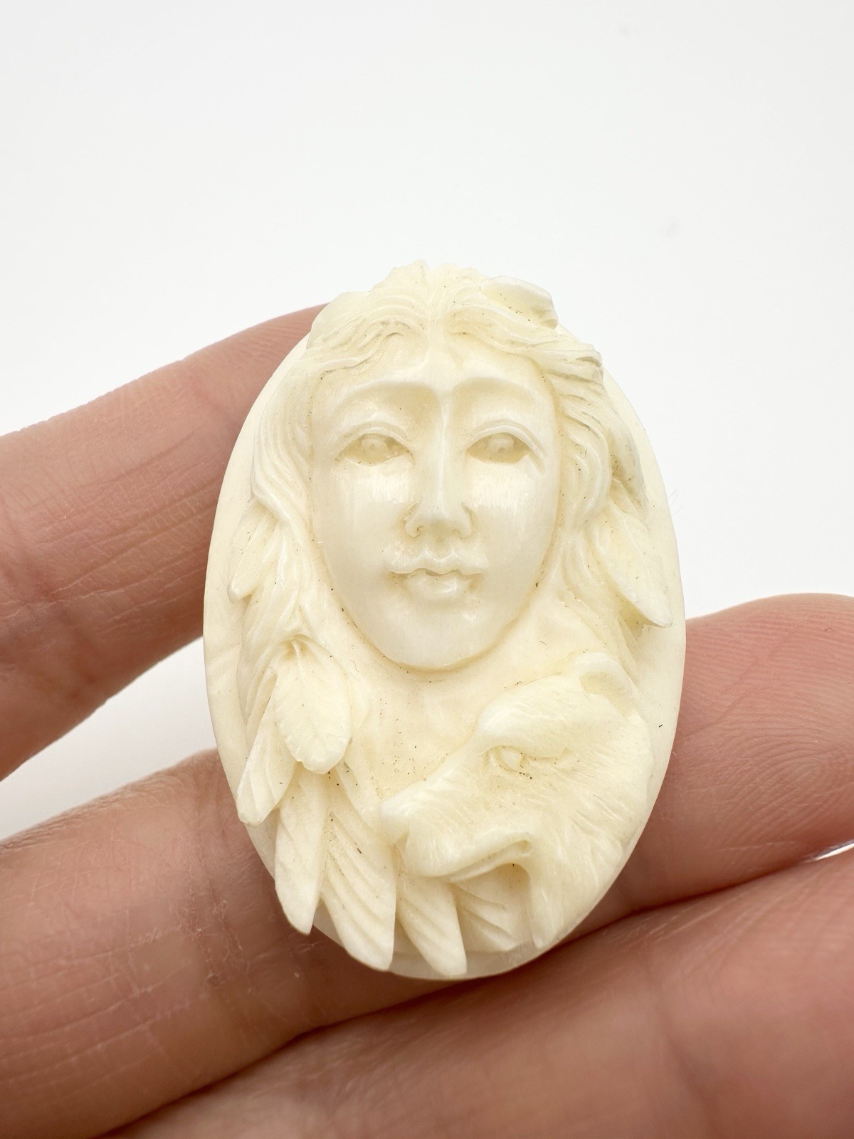 Vintage Hand carved Woman And Dog Unmounted 