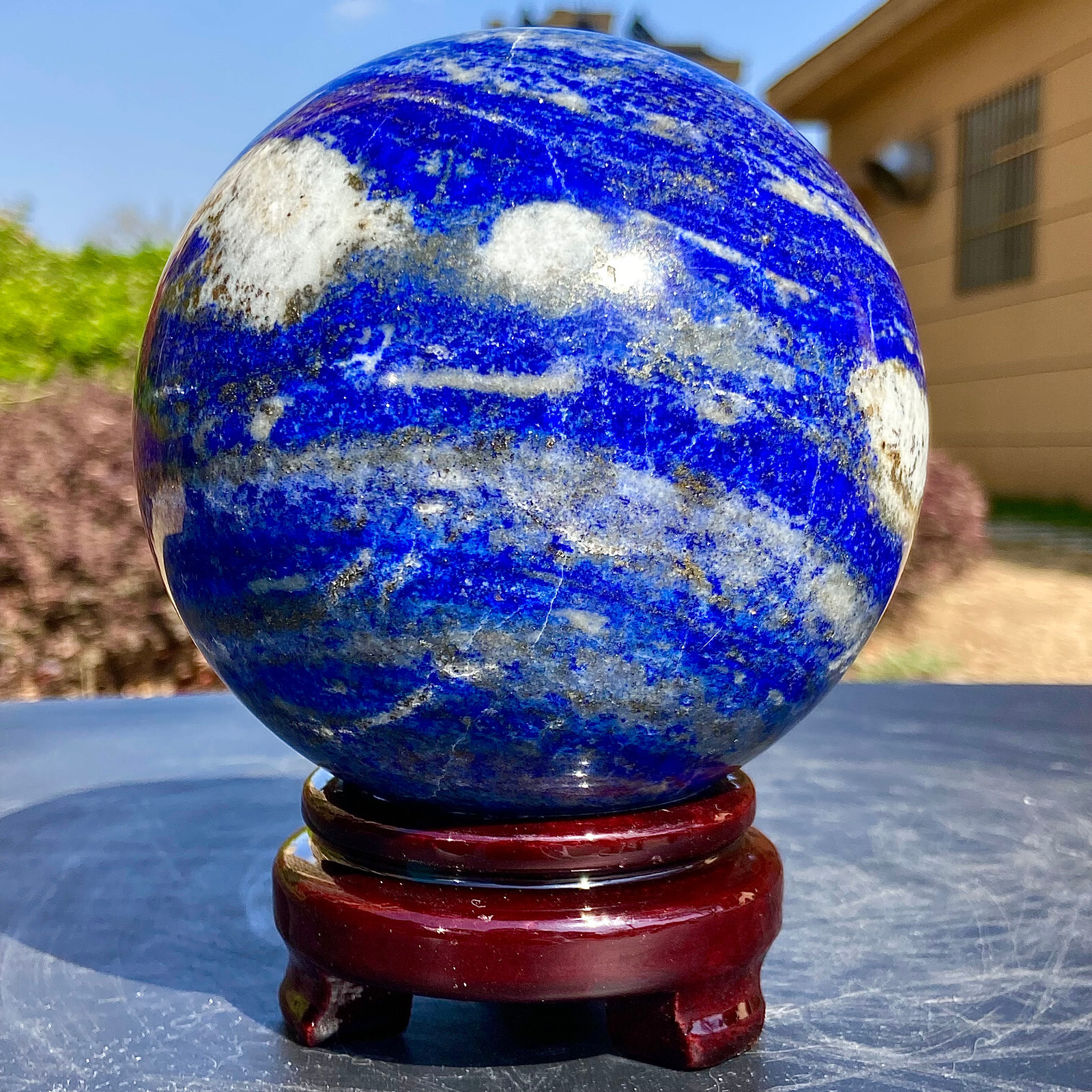 5.15LB  Natural Lapis lazuli Sphere Quartz Crystal Ball Reiki healing+base
