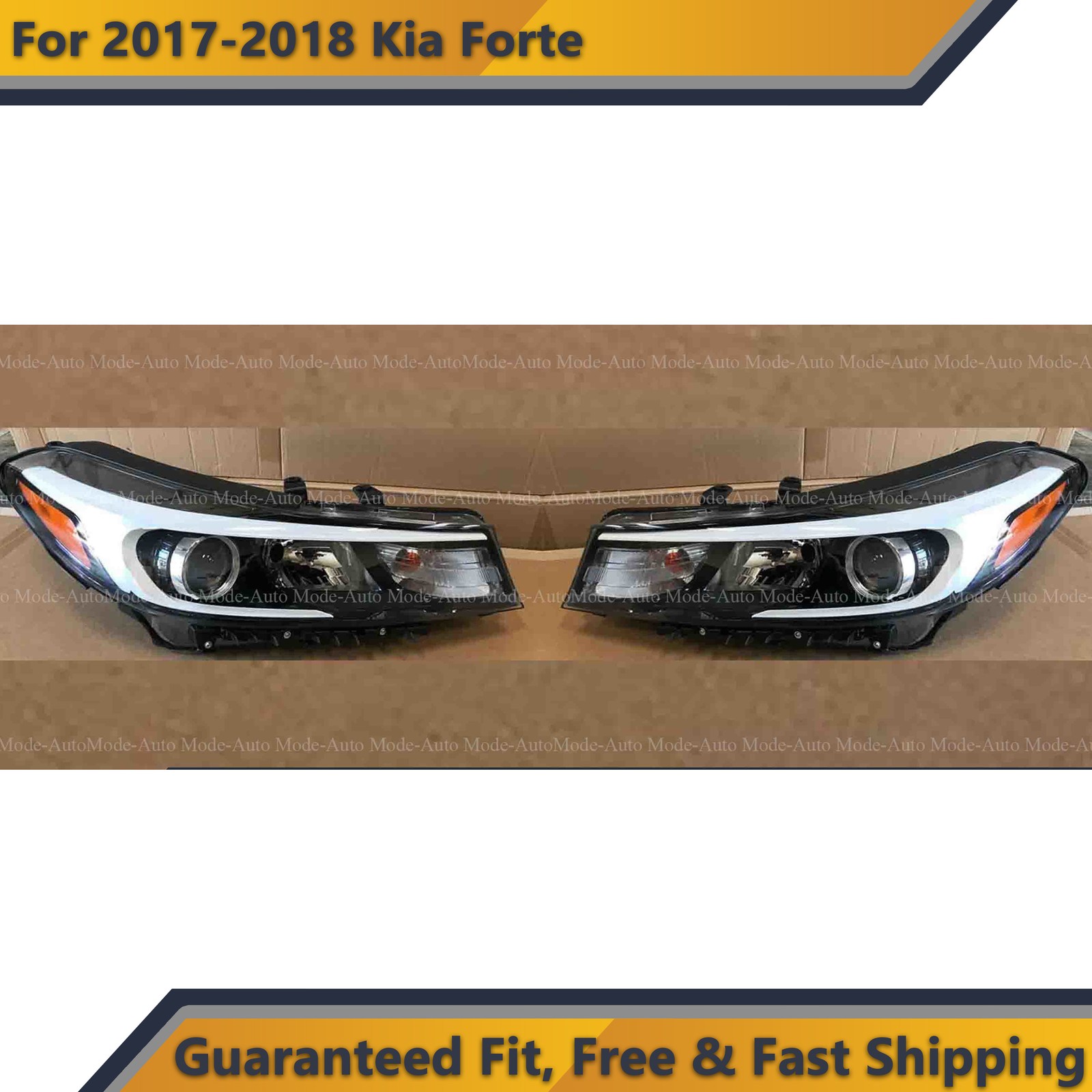 Halogen Headlight Assembly for 2017 2018 Kia Forte Left Right Pair w/ Bulbs 2pc Halogen Headlight Assembly for 2017 2018 Kia Forte Left Right Pair w/ Bulbs 2pc