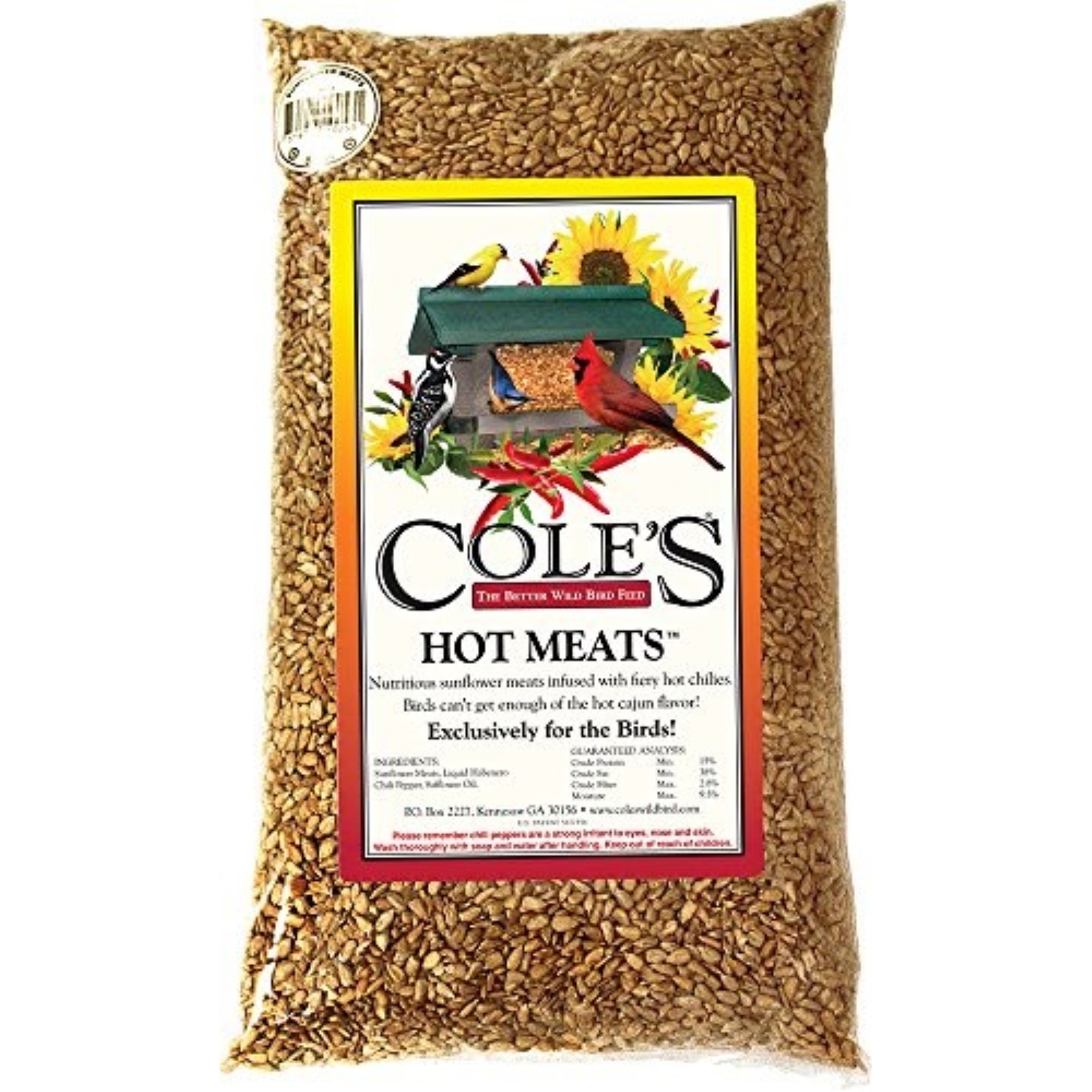 Cole\'s Hot Meats Wild Bird Seed - Sunflower Meats with Hot Chilies, 20lb Bag