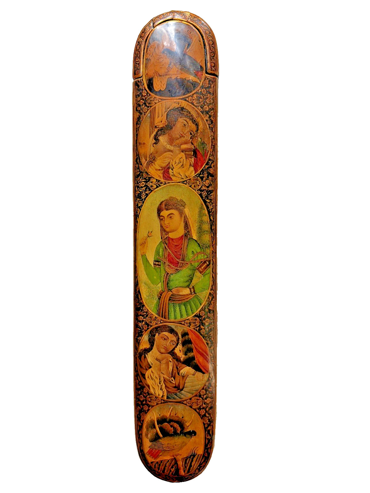 Antique 19th C Persian Qajar Lacquer Papier Mache Qalamdan Pen Case,c.1860-1875