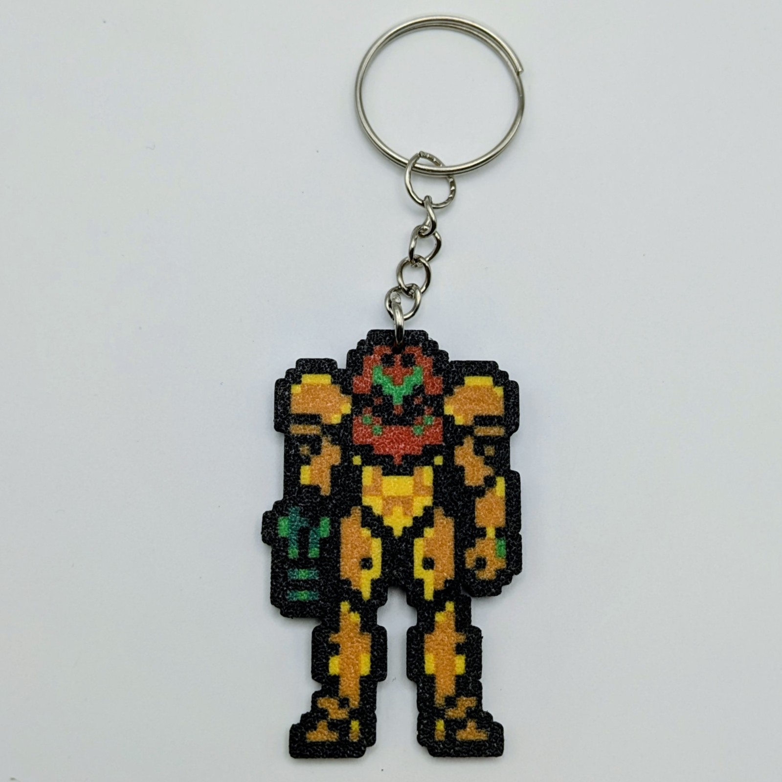 Metroid Samus Varia Suit Keychain Retro Pixel Gamer Gift Charm