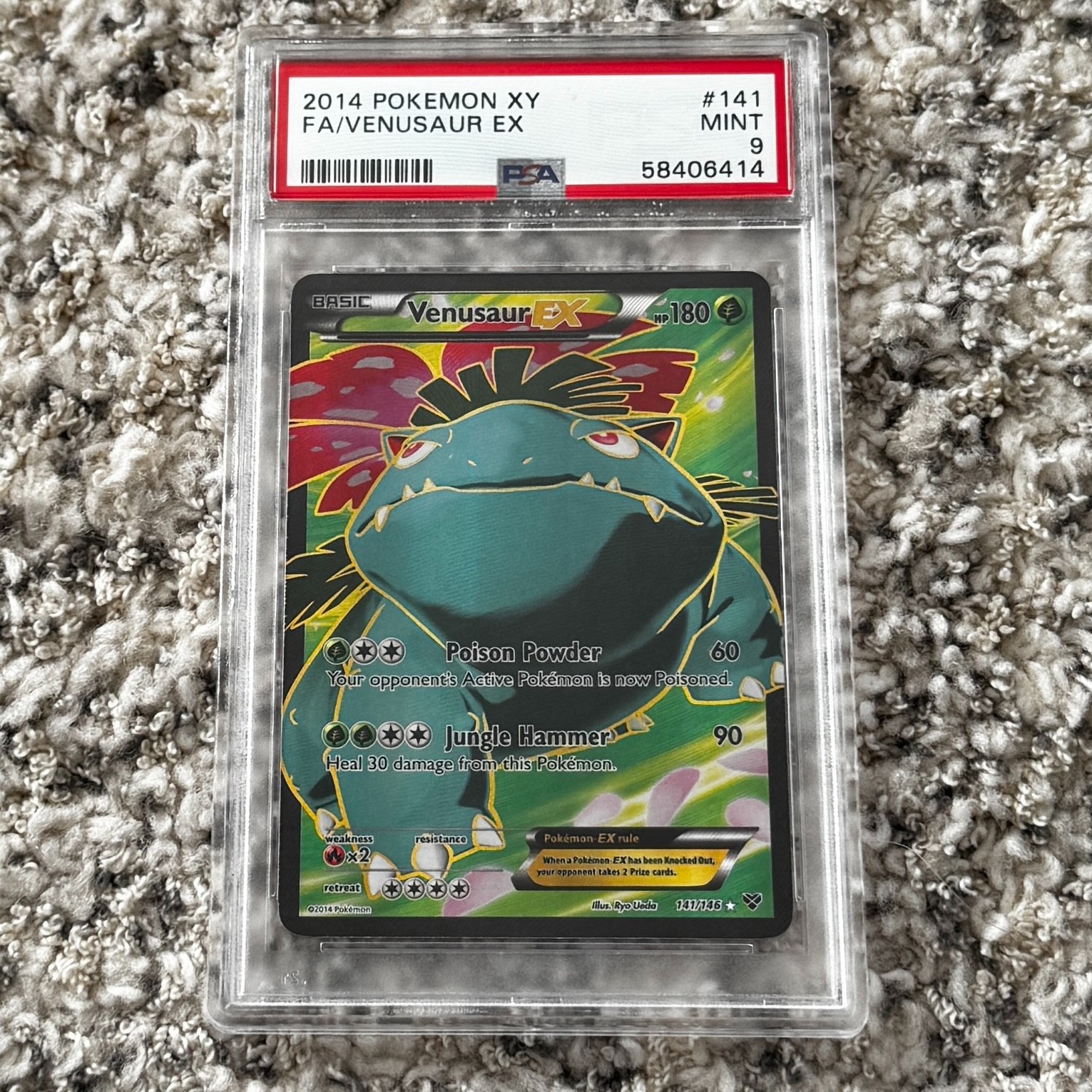 2014 POKEMON XY #141 FA / VENUSAUR EX PSA 9 MINT TCG FULL ART 141/146