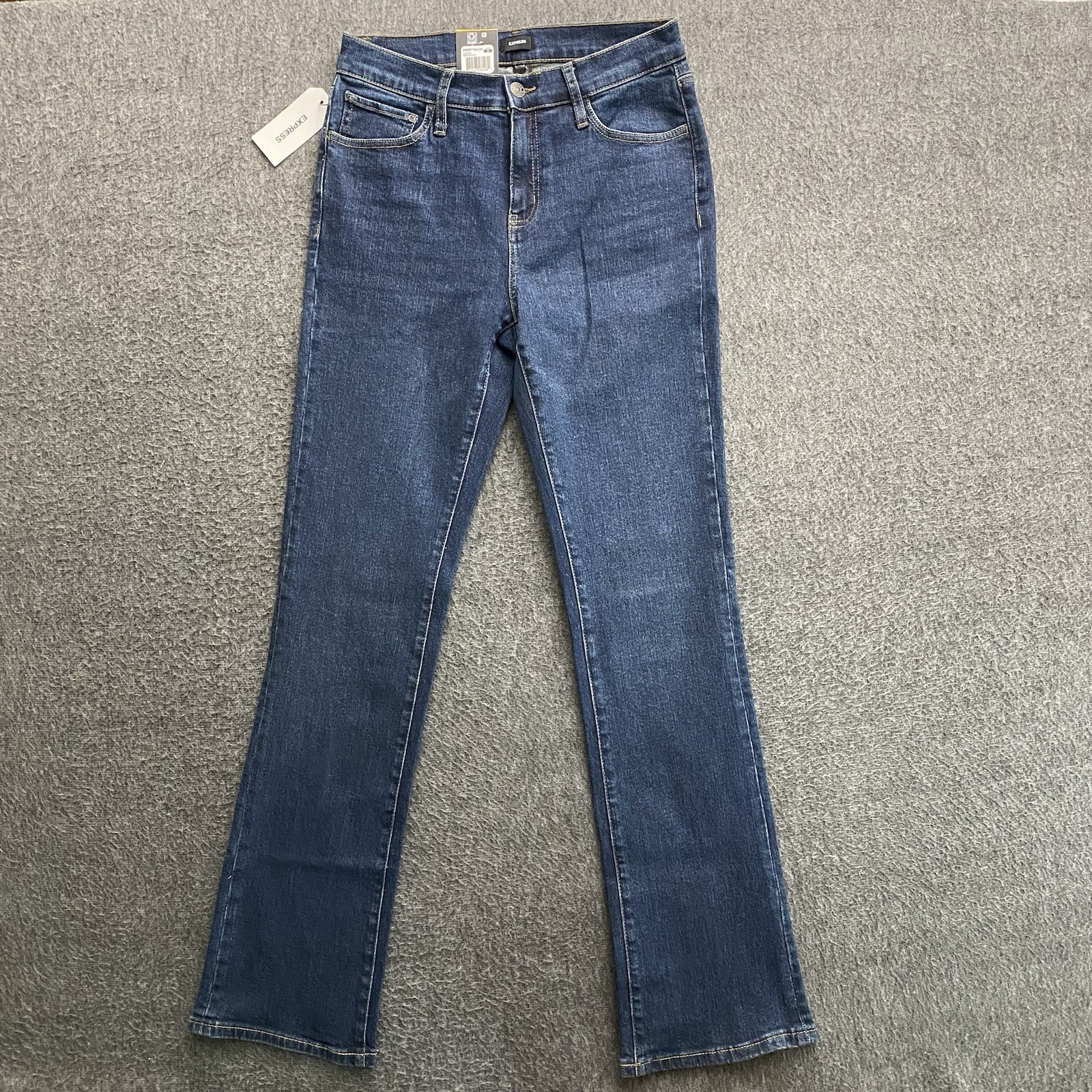 Express Jeans Womens Size 8 Blue Bootcut Mid Rise 5 Pocket Stretch Denim NEW NWT