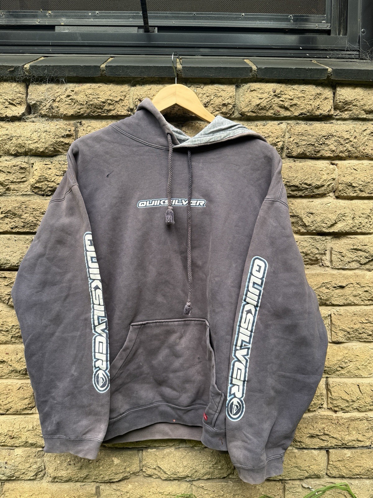 RARE GRAILL Vintage Faded Quicksilver Quad Hit Hoodie - Size L