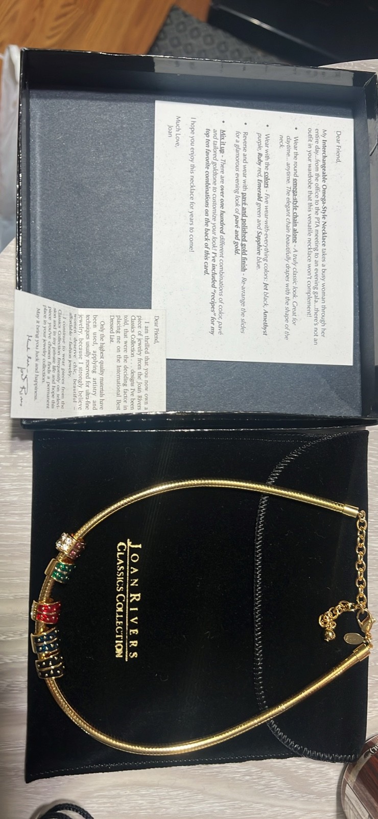 Vintage Joan Rivers Omega Necklace Interchangeable Double Sided 16 - 19