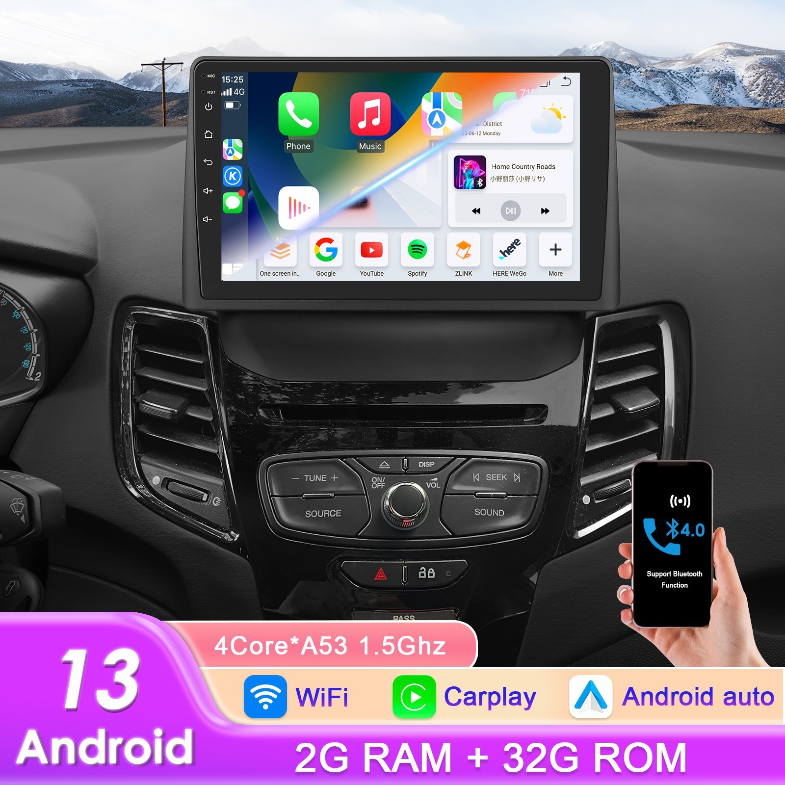 For 2009-2016 Ford Fiesta Apple Carplay Radio 9