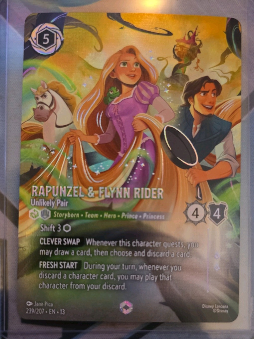 Disney Lorcana Rapunzel & Flynn Rider Unlikely Pair Enchanted Foil 239/207