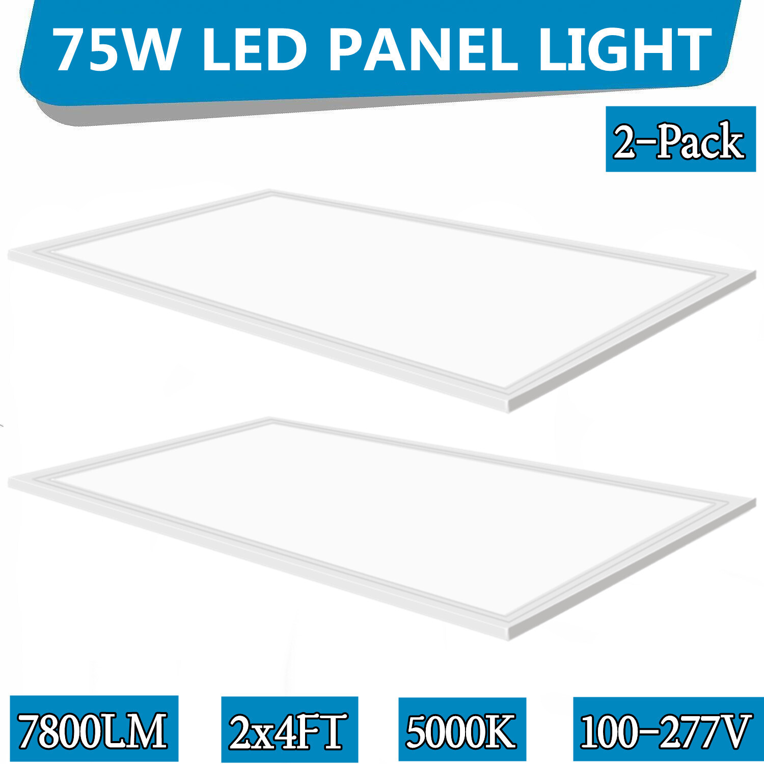 2 x 4ft LED Dimmable Flat Panel Light 5000K led ceiling light Recessed Lamp US