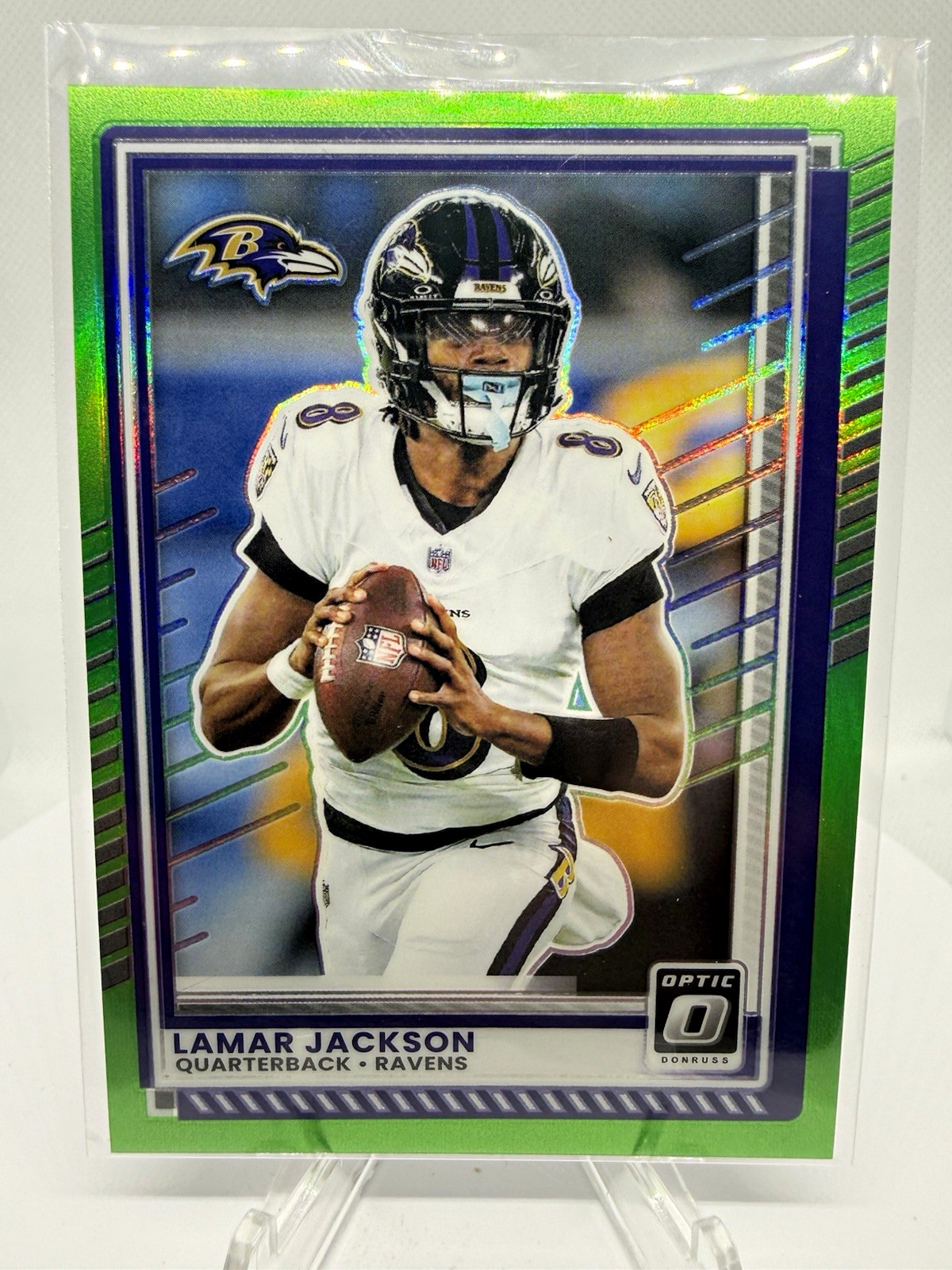 2025 Panini Donruss Optic - Lamar Jackson #80 Neon Green Prizm /199