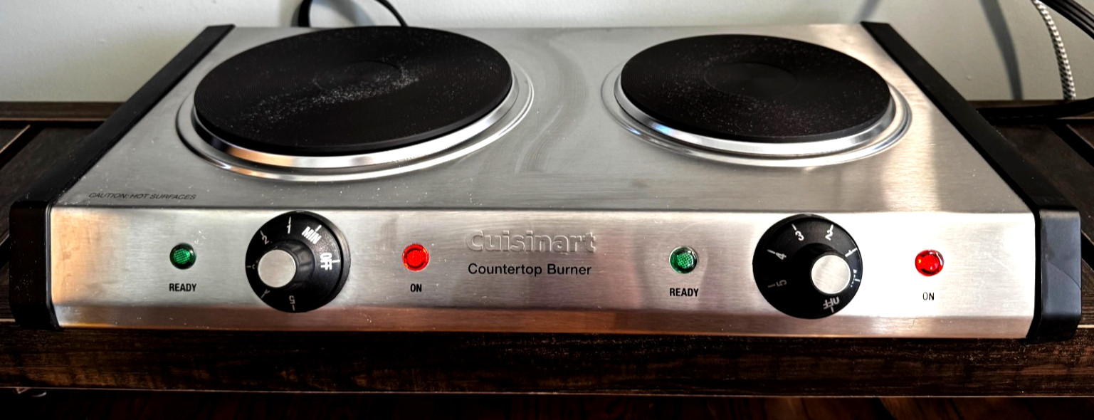 Cuisinart CB-60P1 Countertop Double Burner, Stainless Steel/Black, See Descrip.