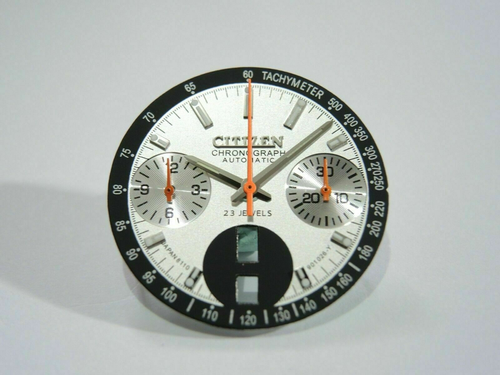 NEW SILVER DIAL/HANDS SET CITIZEN 8110 DAY/DATE CHRONOGRAPH BULLHEAD MENS WATCH