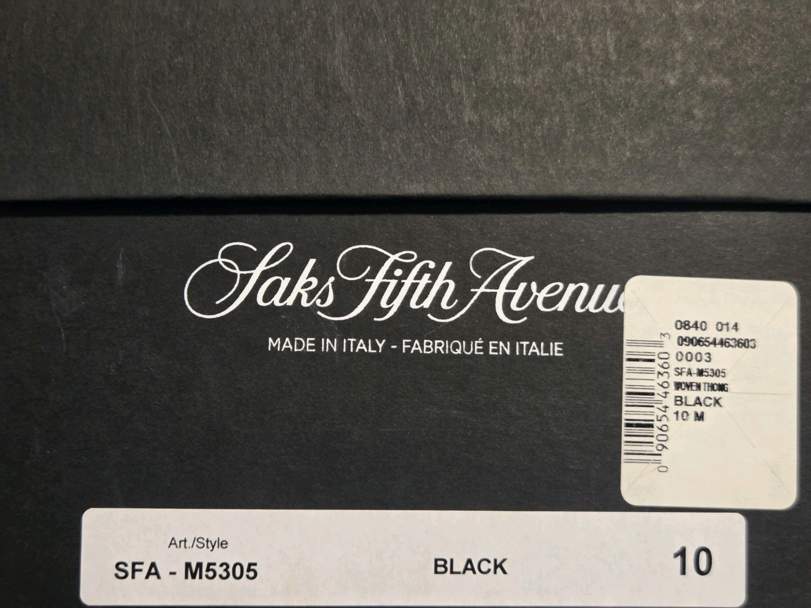 MEN\'S SAKS FIFTH AVENUE BLACK LEATHER WOVEN FLIP FLOPS SZ. US 10 (BNIB) RET.$150