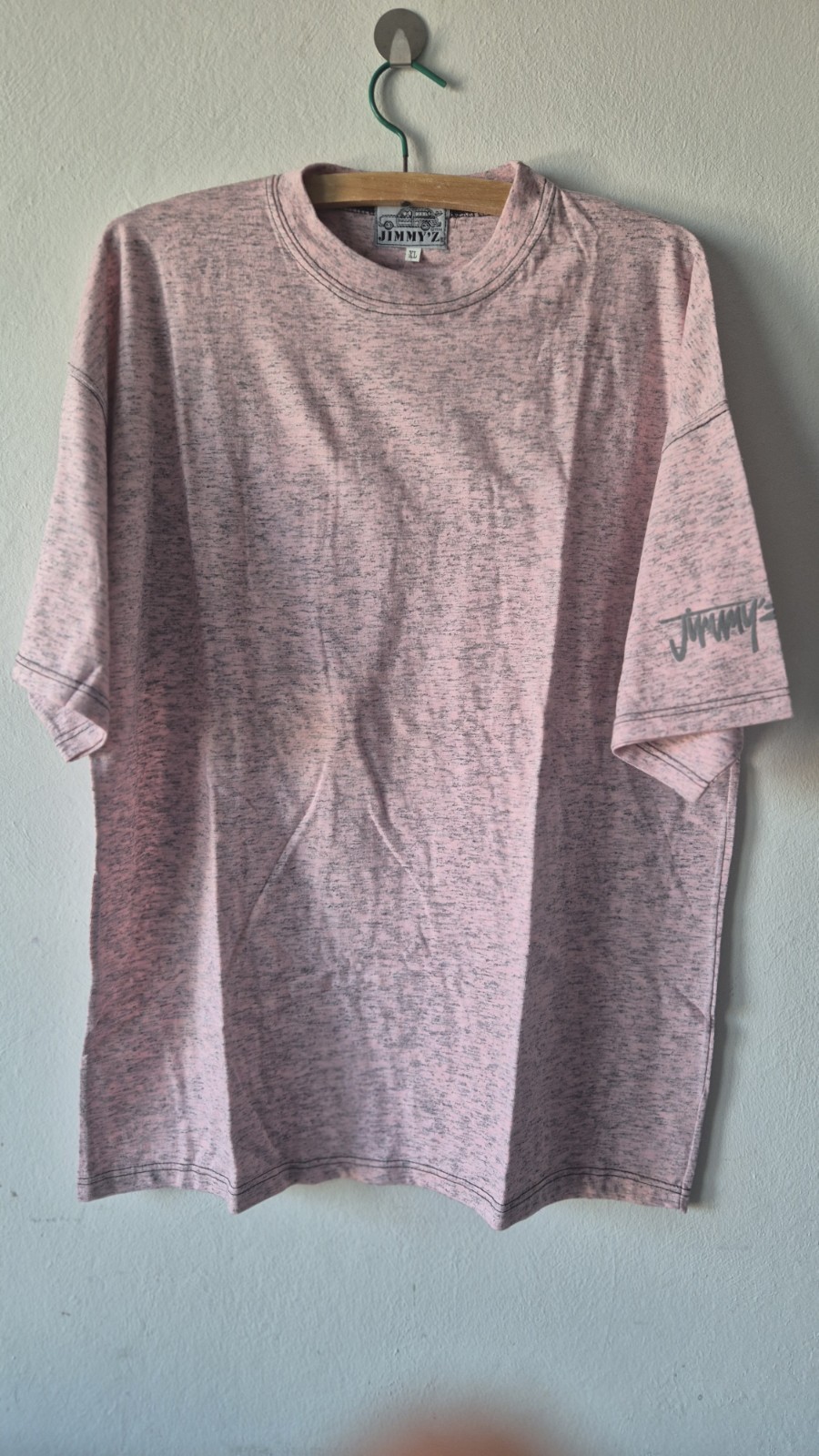 Vtg 80s 90 Jimmy'Z Surf Skate T Shirt XL NOS Heather Pink Woody Tag Sleeve Logo 
