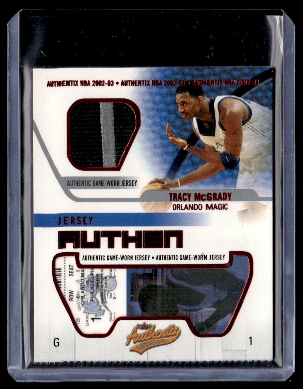 2002-03 Fleer Authentix Jersey Ripped Tracy McGrady Orlando Magic #JA-TM