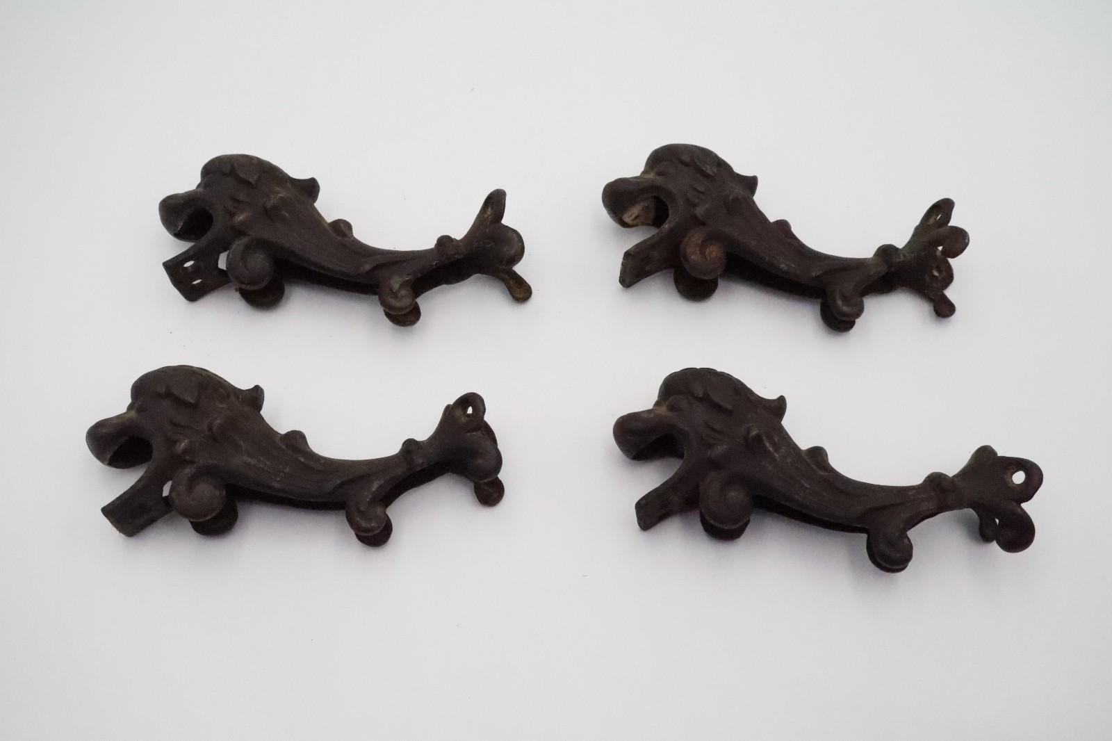 Antique Victorian Dragon Griffin Shelf Supports Brackets Lot 4 Table Hardware