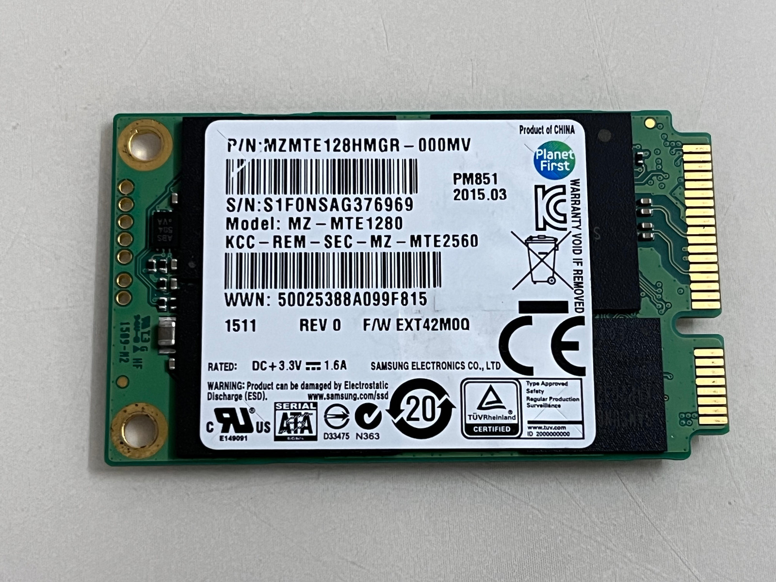 Samsung PM851 MZ-MTE1280 mSATA 128GB SSD For Samsung Dell HP Lenovo Laptop